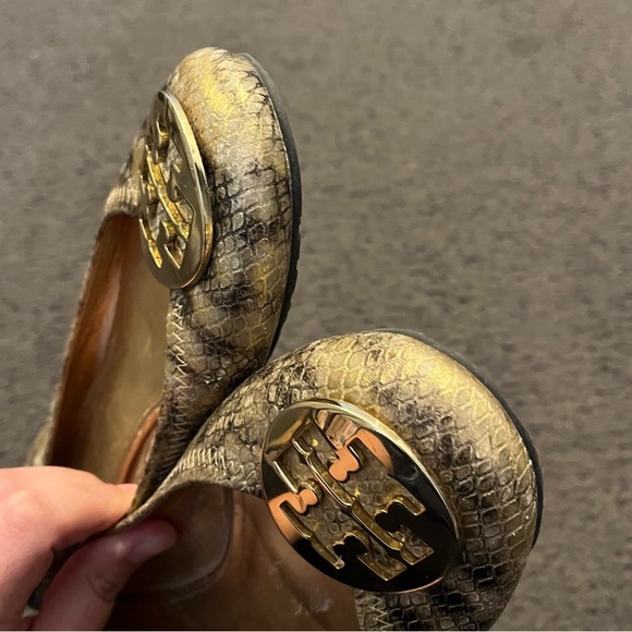 Tory Burch Reva Snakeskin Leather Flats - Picture 9 of 9